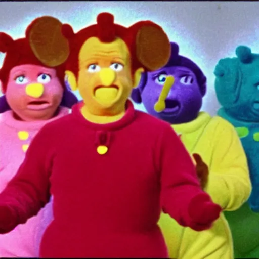 Prompt: Steve Brule in The Teletubbies