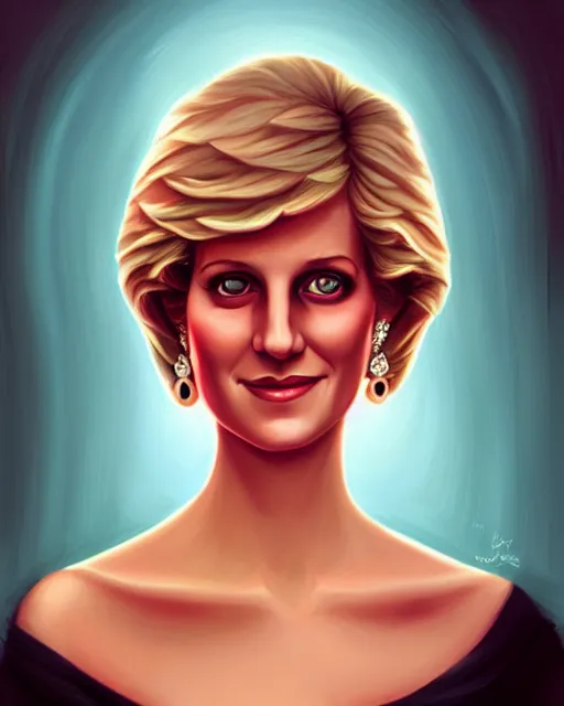 Prompt: Elegant portrait of princess diana, lois van baarle