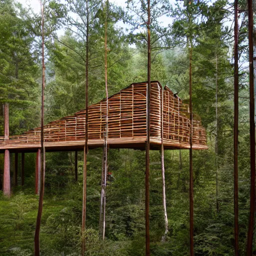 Image similar to timber megastructure in the middle of the forest