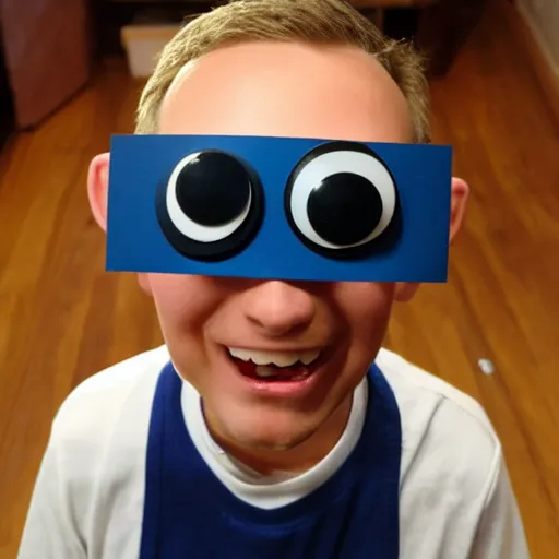 Image similar to 9 year old boy with googly eyes