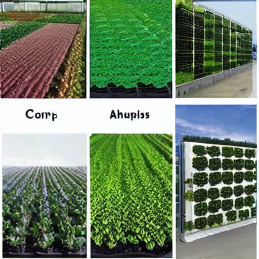 Image similar to vertical agriculture, square tiles, comic panels