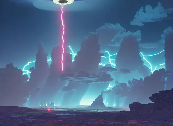 Image similar to a luminescent lightning storm by paolo eleuteri serpieri and tomer hanuka and chesley bonestell and daniel merriam and tomokazu matsuyama, unreal engine, high resolution render, featured on artstation, octane, 8 k, highly intricate details, vivid colors, vector illustration