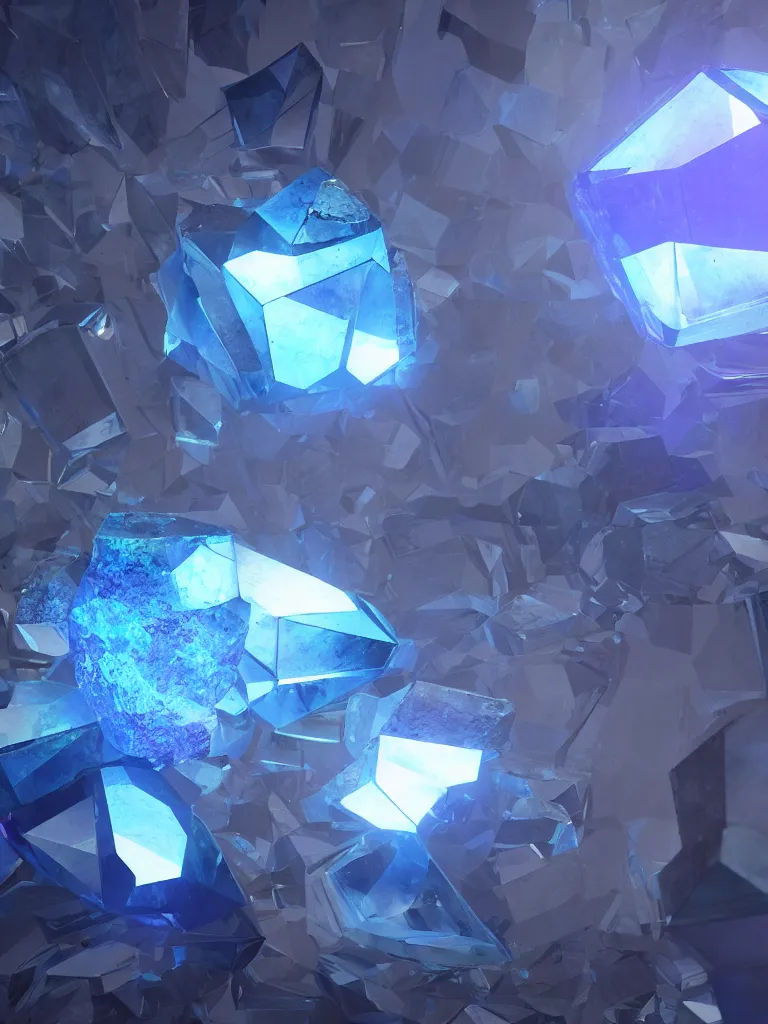 Prompt: sapphire crystal, beeple, octane render, unreal engine