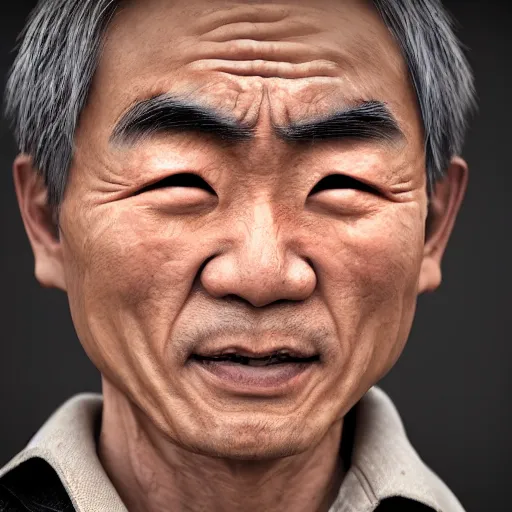 Image similar to asian man as old as time, extreme detail, photorealistic