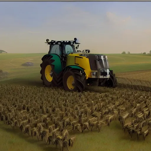 Prompt: agricultural machinery as a world leader, matte painting, trending on artstation