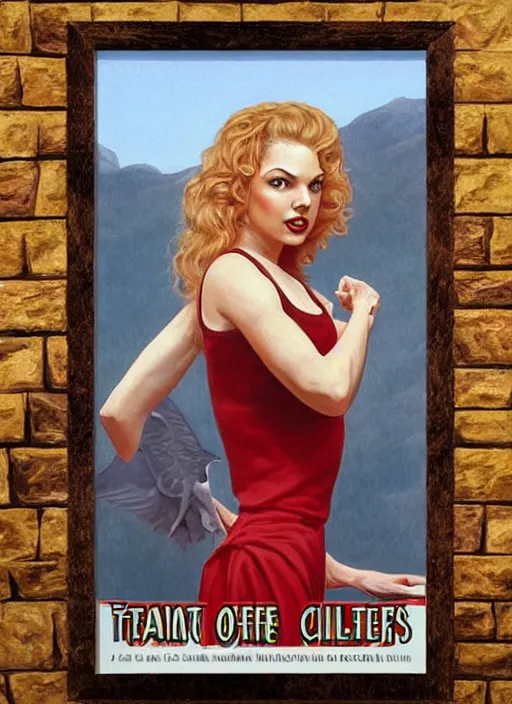 Image similar to portrait of talyor swift cheerleader, twin peaks poster art, from scene from twin peaks, by michael whelan, rossetti bouguereau, artgerm, retro, nostalgic, old fashioned