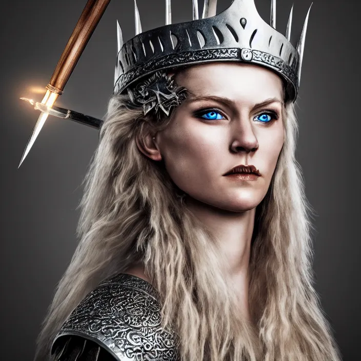 Image similar to photo of a very beautiful!! nordic queen warrior with lightning powers highly detailed 8 k hdr smooth sharp focus high resolution award - winning photo