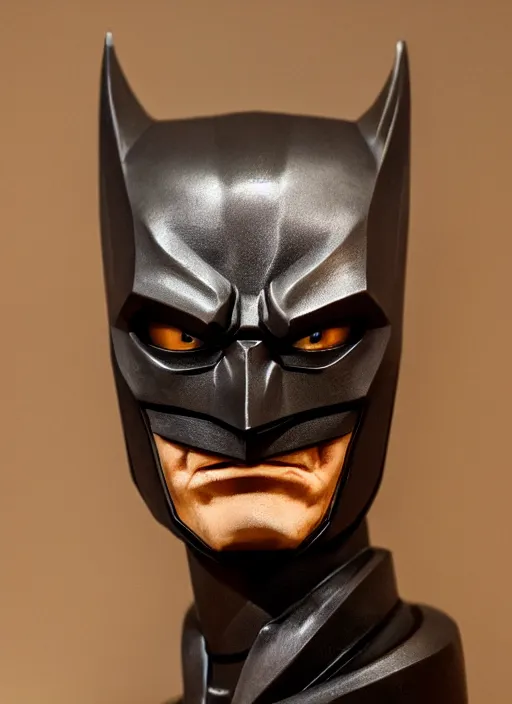 Image similar to high intricate bust of an batman carved from wood in baroque style, studio light, maria panfilova, andrea savchenko, mike kime, ludovic plouffe, qi sheng luo, oliver cook, trending on artstation