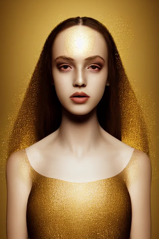 Image similar to pearl skinned ballerina, golden droplets on her face, chessboard pattern clothes, full body picture, crystal eyes, perfect face, atmosphere, glowing, radiant, dancing in the mud, cinematic lighting, high quality, perfect, 8 k high detail, masterpiece, trending on artstation, by ken wong