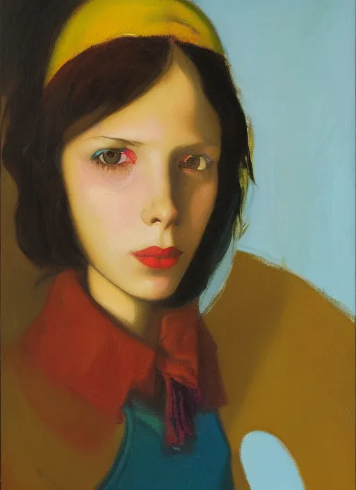 Image similar to a portrait of a pretty sewer punk young lady by agnes lawrence pelton