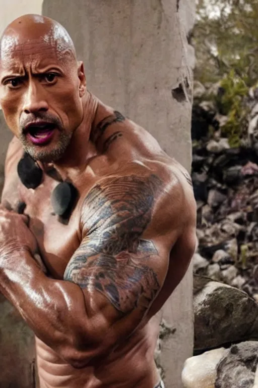 Prompt: dwayne johnson as mon laferte, movie still