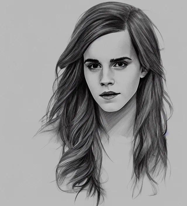 Prompt: one - line drawing of emma watson, on canvas, in the style of matte, digital art