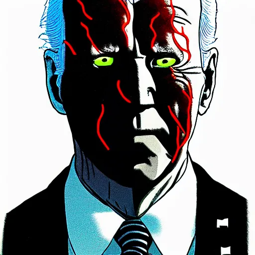 Image similar to Joe Biden looking sinister, by Tsutomu Nihei, highly detailed