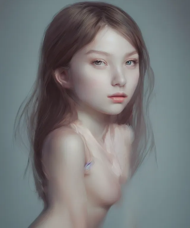 Image similar to a portrait of a beautiful young girl, by wlop and jovana rikalo and nick silva, modern cloth, on artstation, light source from the left, cartoon style