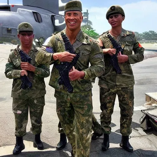 Image similar to dwayne johnson as indonesia army