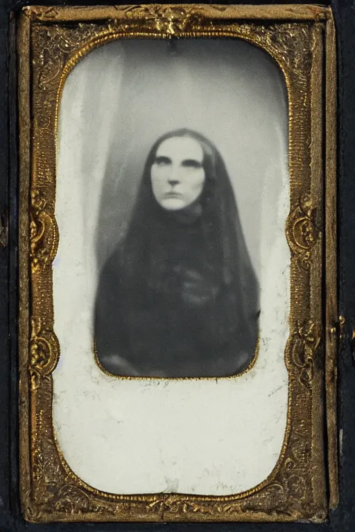 Image similar to daguerreotype photo of an scary but stunning victorian woman, realistic, no blue, detailed, up light, atmospheric, moody, dynamic lighting, cinematic