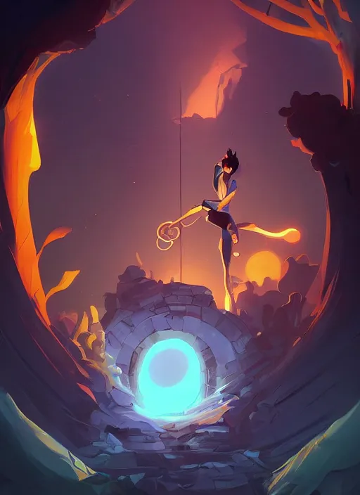 Prompt: Portal to Limbo arising out of a tibetan Book, in the Style of Artgerm and Charlie Bowater and Atey Ghailan and Mike Mignola, vibrant colors and hard shadows and strong rim light, Comic Cover Art, plain background, trending on artstation