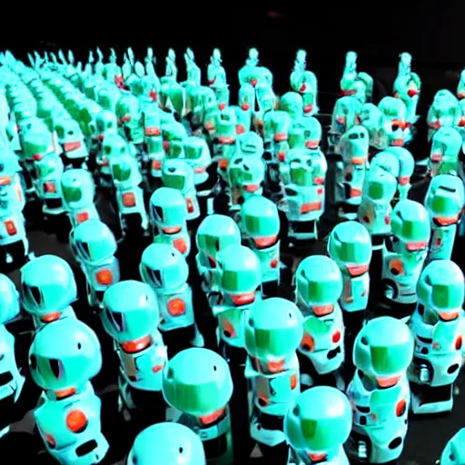 Prompt: hatsune miku leading an army of robots