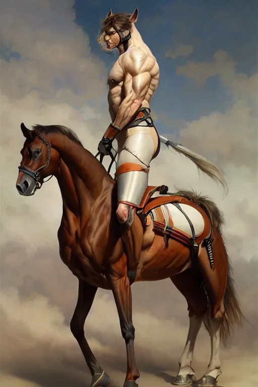 Prompt: an enormously muscular anthro horse male at a research facility donned in alternative clothes, furaffinity, highly detailed, digital painting, artstation, concept art, sharp smooth focus, illustration, art by artgerm and greg rutkowski and alphonse mucha