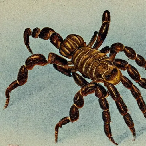 Image similar to a botanical illustration of a scorpion