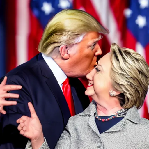 Image similar to donald trump kissing hillary clinton