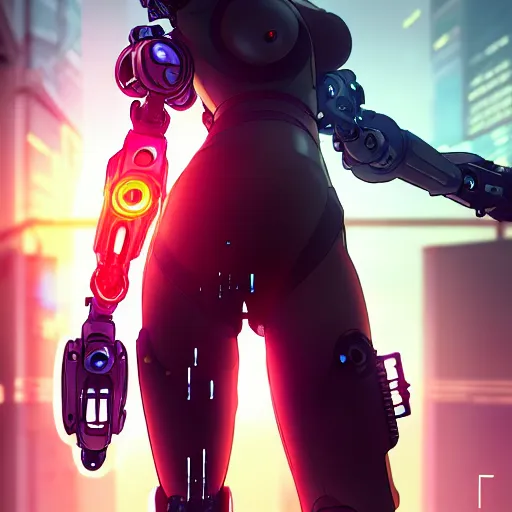 Image similar to refractions on lens, full round face, biomechanical details, beautiful cyborg girl fighting a mech in the style of arcane, cyberpunk anime art, full body shot, rain, wet street, window reflections, lens flare, wlop, ilya kuvshinov, artgerm, krenz cushart, greg rutkowski