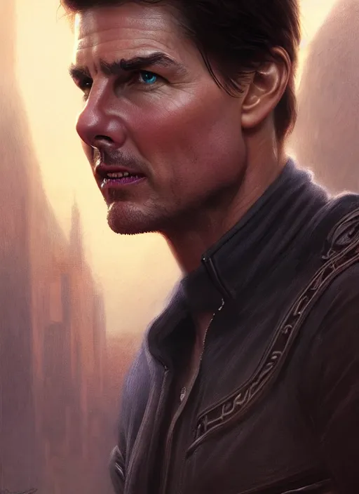 Image similar to tom cruise as oscar diggs, intricate, d & d, fantasy, art nouveau, digital painting, trending on artstation, sharp focus, wide shot, illustration, global illumination, ray tracing, art by artgerm and greg rutkowski and ruan jia