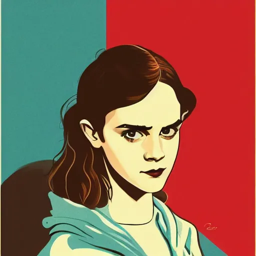 Prompt: communist Propaganda poster Emma Watson by moebius and atey ghailan by james gurney by vermeer by George Stubbs full body trending on artstation vector art vector art vector art vector art inspirational
