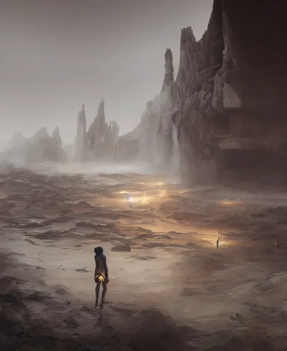 Image similar to surreal epic, masterpiece, romantic prometheus horizontal white exploration base, ochre ancient palette, building architecture by ruan jia, futuristic, blame, white architecture in the beach in iceland, foggy, highly detailed, digital painting, arstation, concept art, hyperealistic octane render, unreal engine