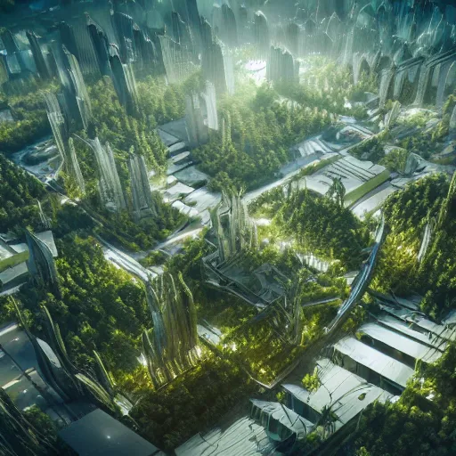 stabilityai/stable-diffusion · A solarpunk city, light, HD, pure, sharp  focus, nature, forest, city, utopian, 16:9