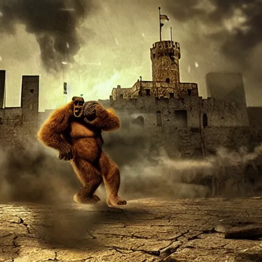 Image similar to king kong attack jerusalem, hyper realistic, cinematic style,