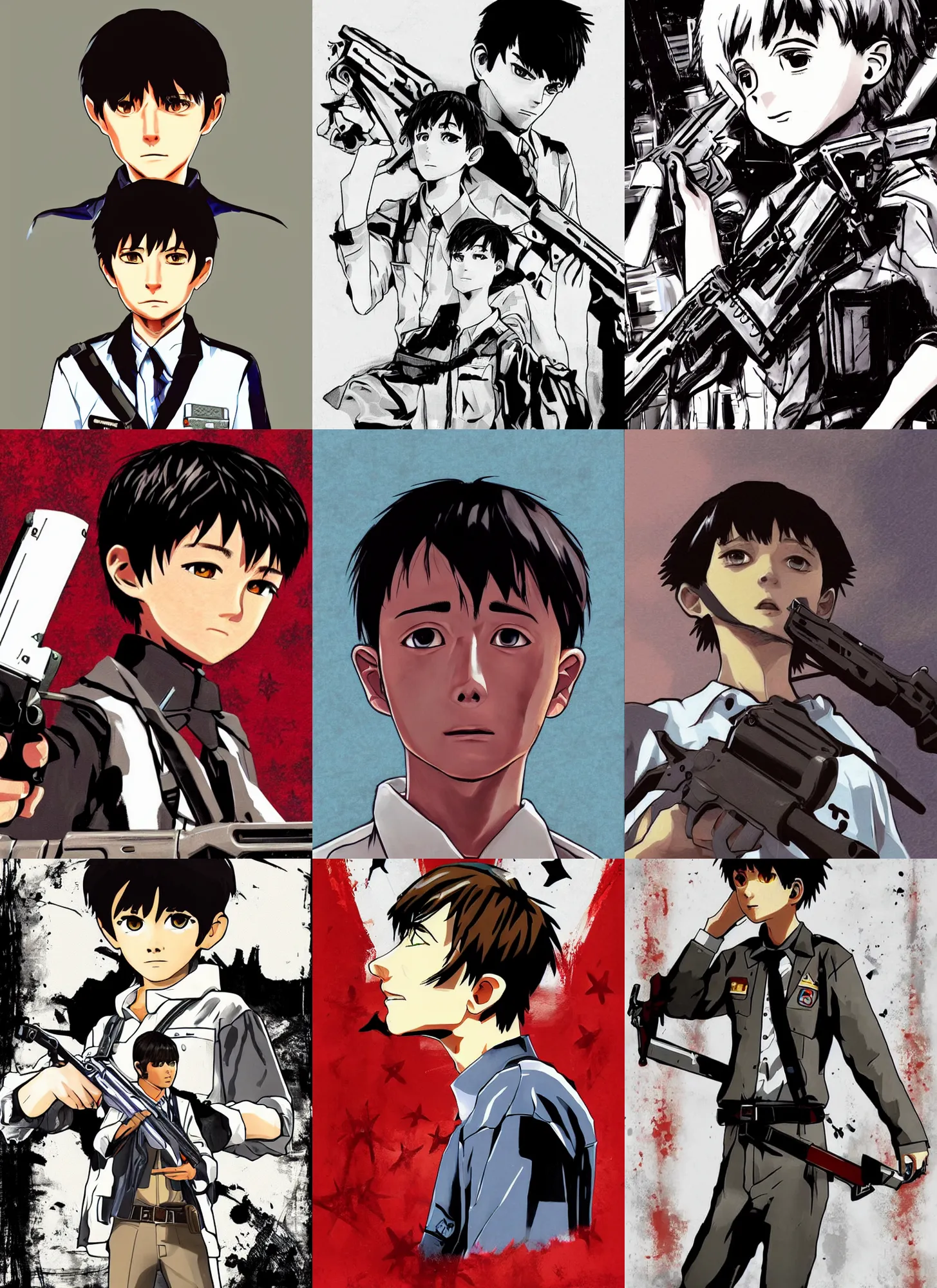 shinji ikari, red dead redemption art style, rockstar | Stable ...