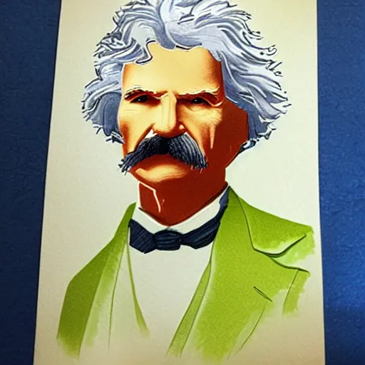 Image similar to colored paper portrait of mark twain