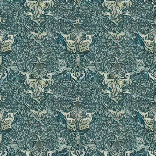 Prompt: eldritch sharp texture photorealistic detailed pattern tiling wallpaper William Morris