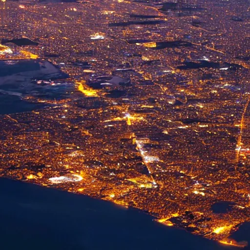 Image similar to satellite view of dar es salaam at night, pink lighting