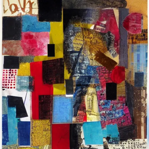 Prompt: abstract collage by nancy spero
