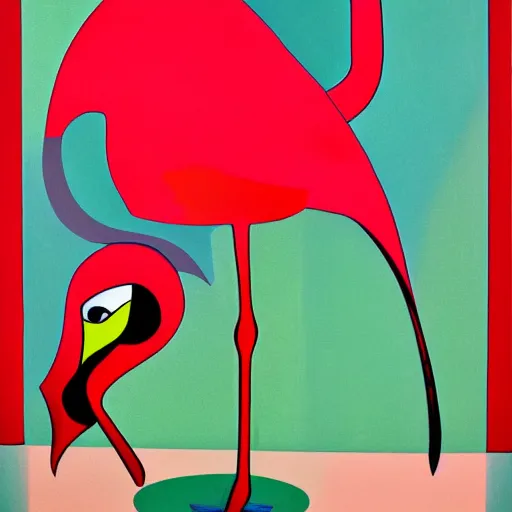 Prompt: flamingo cubist picasso