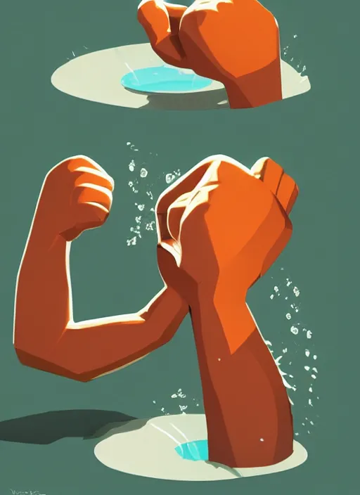 Prompt: fat fist leaking water James Gilleard, highly detailed