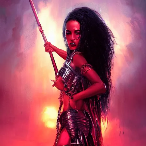 Prompt: aaliyah as queen of the damned, darkwave, darksynth, concept headshot art, sharp, digital matte painting, art by greg rutkowski, wlop, dramatic lighting, trending on artstation