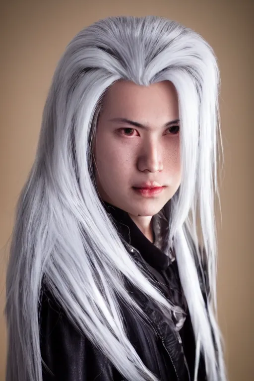 Image similar to A full portrait photo of sephiroth, f/22, 35mm, 2700K, lighting.