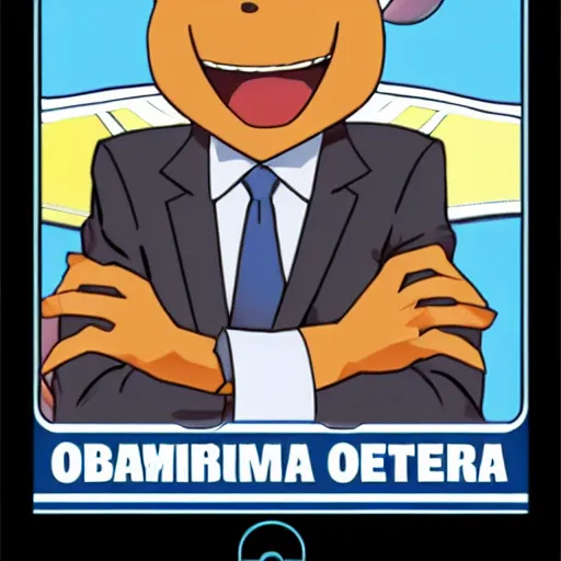 Prompt: Obama pokémon card