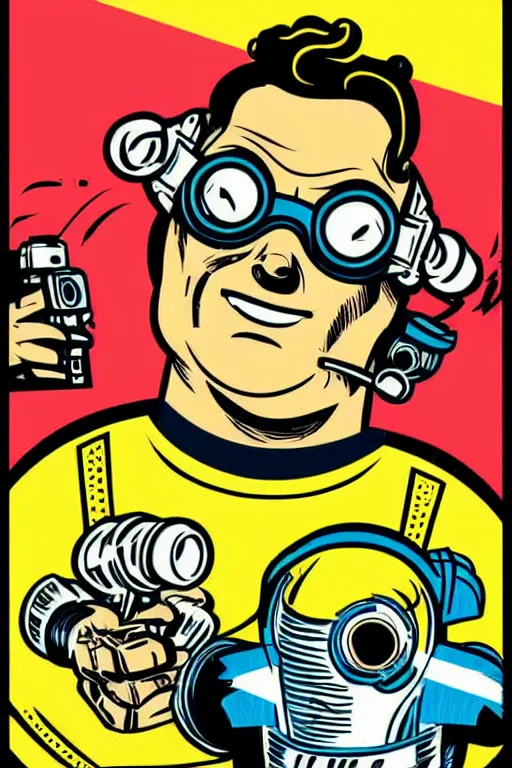 Image similar to fallout 7 6 retro futurist illustration art by butcher billy, sticker, colorful, illustration, highly detailed, simple, smooth and clean vector curves, no jagged lines, vector art, smooth andy warhol style