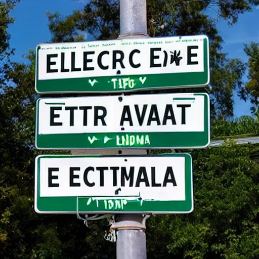 Prompt: a street sign that says Electric Avenue