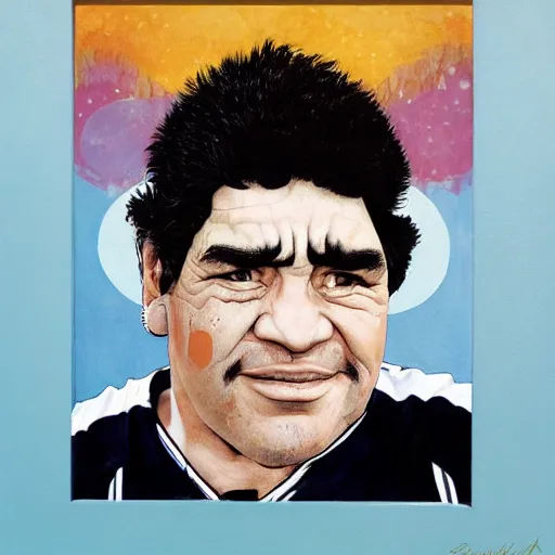 Image similar to painting of diego maradona very detailled, by botticelli and victo ngai