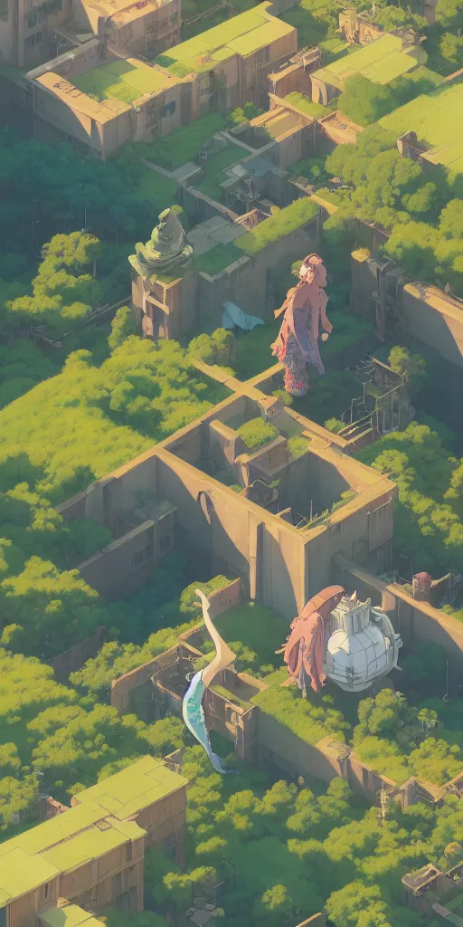 Prompt: highly detailed vfx isometric landscape of studio ghibli, stephen bliss, unreal engine, greg rutkowski, loish, rhads, beeple, makoto shinkai and lois van baarle, ilya kuvshinov, rossdraws, tom bagshaw, alphonse mucha, global illumination, detailed and intricate environment