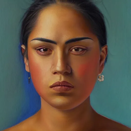 Image similar to A portrait of a strong and thick attractive non-binary person, saturated skin tone, Mexican, oil painting, majestic, detailed, high resolution