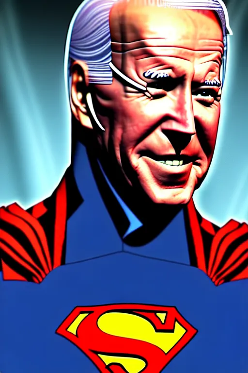 Prompt: joe biden as a costumed supervillain, dc comics cover art, detailed full body portrait, trending on artstation