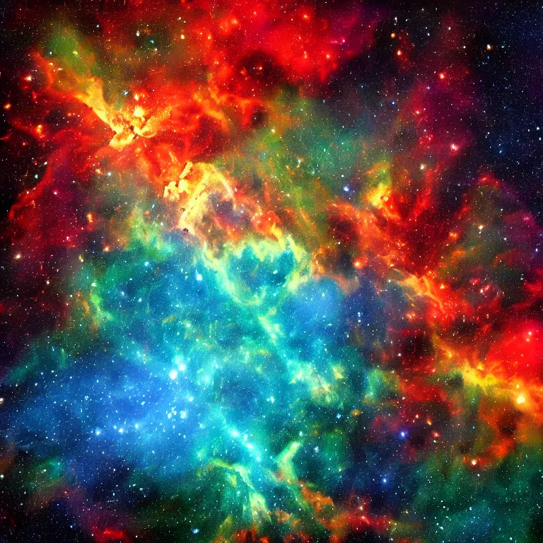 Image similar to a map made of nebula explosions, digital art
