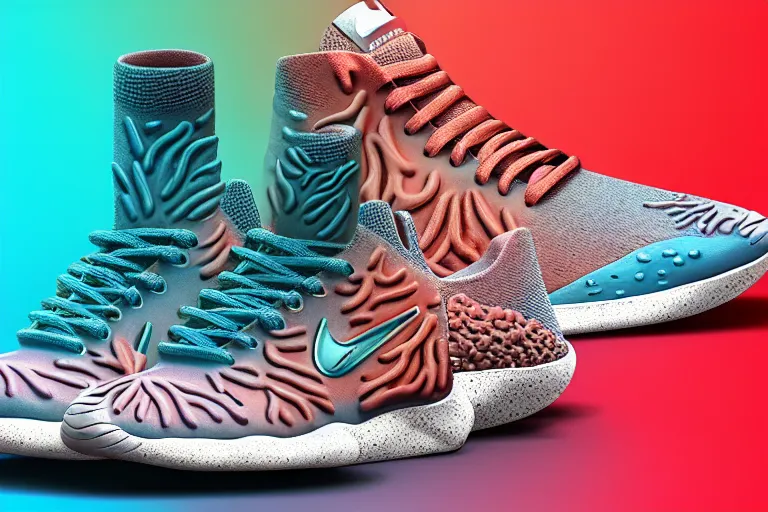 Image similar to nike sneaker made from coral reef, artstation