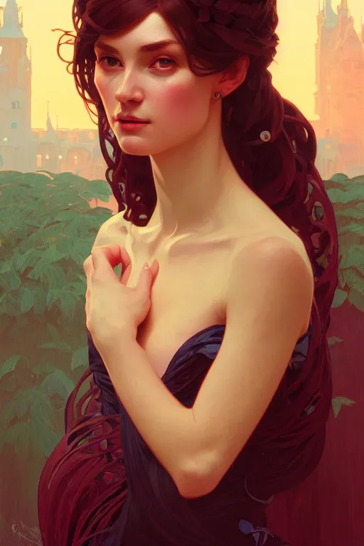 Prompt: a portrait of queen maeve, fantasy, sharp focus, intricate, elegant, digital painting, artstation, matte, highly detailed, concept art, illustration, ambient lighting, art by ilya kuvshinov, artgerm, alphonse mucha, and greg rutkowski